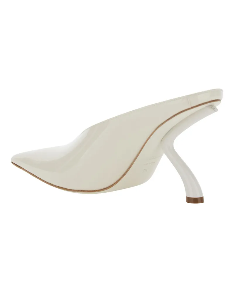 Ferragamo Women's Mules With Sculptural Heel White Leather Calf White