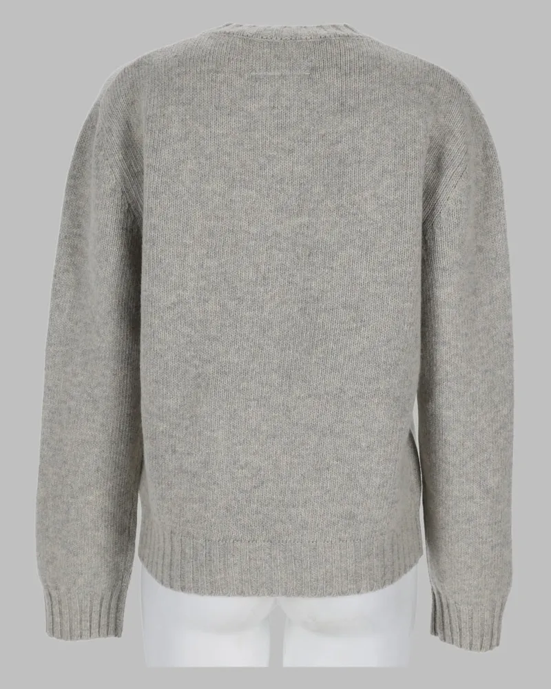 Maison Margiela Logo-Embroidered Wool Blend Sweater — Gray Gray