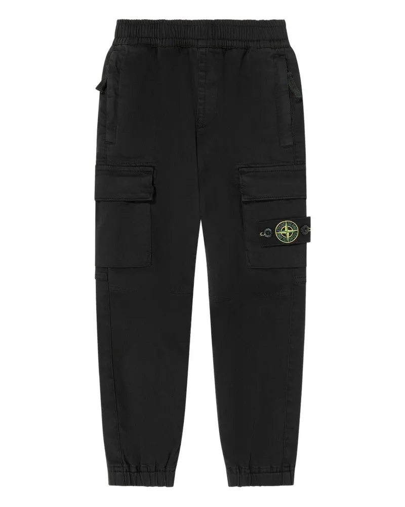 Stone Island Contoured-Knee Cotton-Blend Trousers — Black Black
