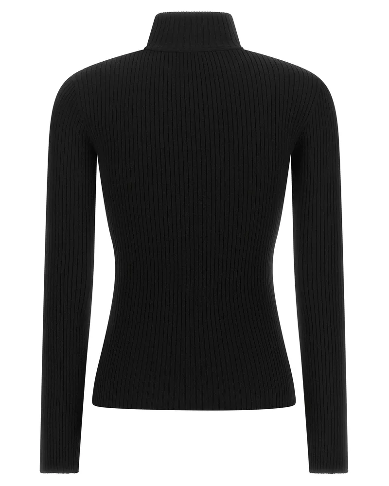 Courrèges Ribbed Cut-Out Turtleneck Sweater — Black Black