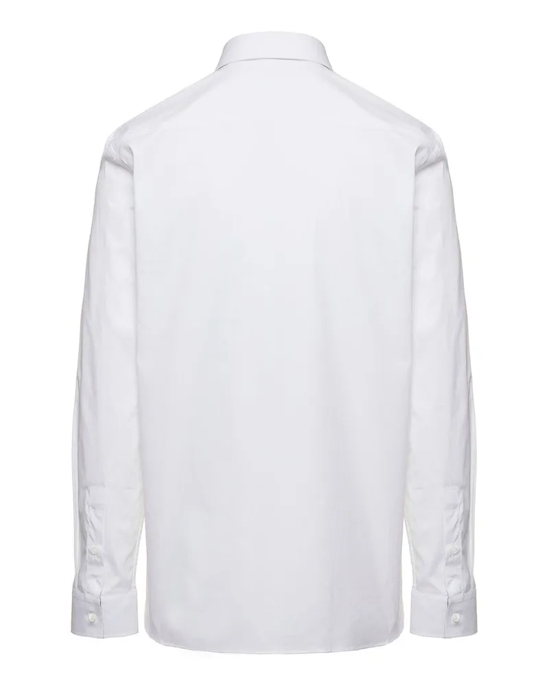 Burberry Men's Long Sleeve Shirt White Stretch Cotton White