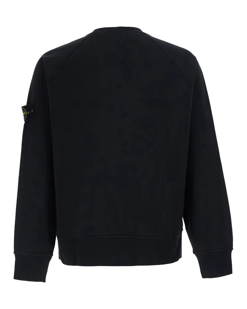 Stone Island Men's Crewneck Sweatshirt Black Cotton Sweatshirts Sweater Black