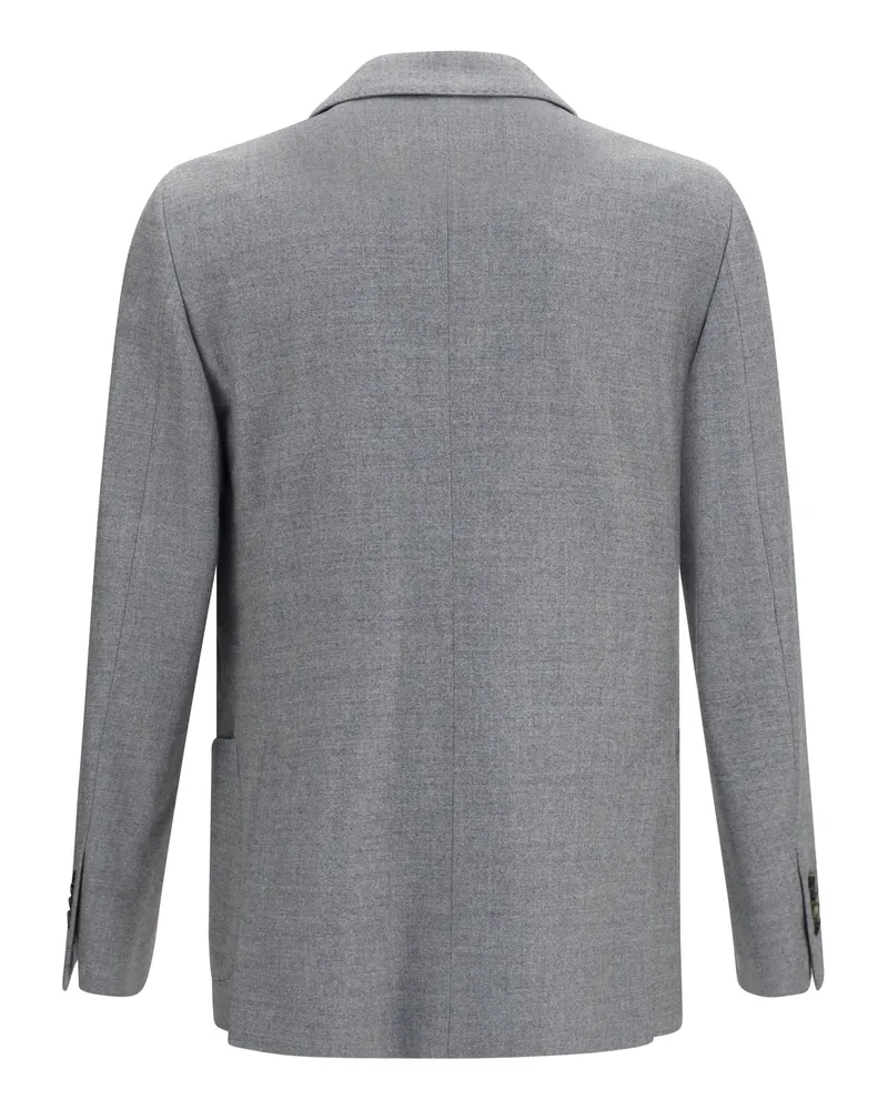 LARDINI Men's Double-Breasted Wool-Blend Jacket 920 Gray