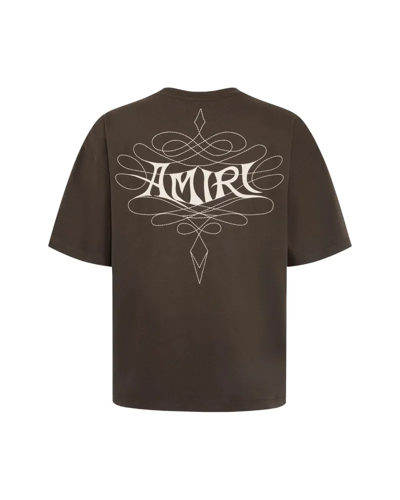 Amiri Logo-Print Cotton T-Shirt — Brown Brown