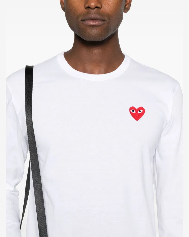 Comme des Garçons Embroidered Heart T-Shirt — White White