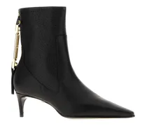 Women's Black Leather Ankle Boots Stivali