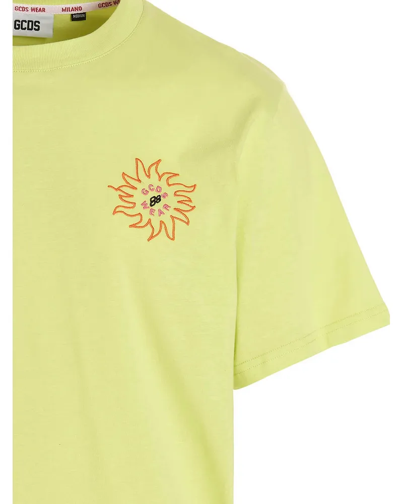 GCDS Embroidered Logo Cotton T-Shirt — Yellow Yellow