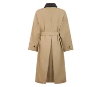 Woven Collar Cotton Trench Coat — Beige