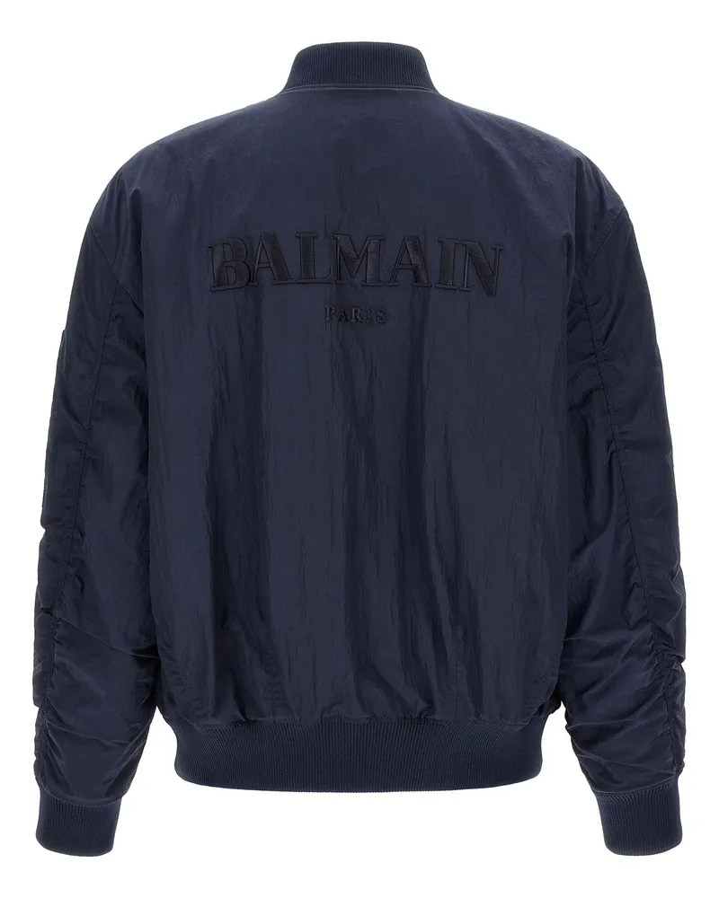 Balmain Logo-Embroidered Technical Bomber Jacket — Navy Navy