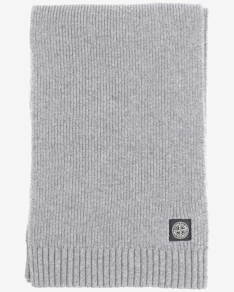 Stone Island Boys' Wool Blend Scarf With Logo Gray Scarfs Gray