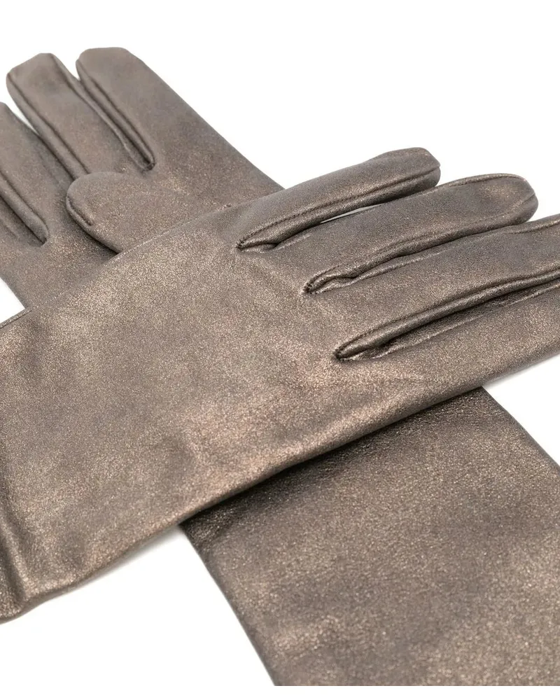 Brunello Cucinelli Womens Bronze Long Leather Gloves Accessories & Slg Bronze