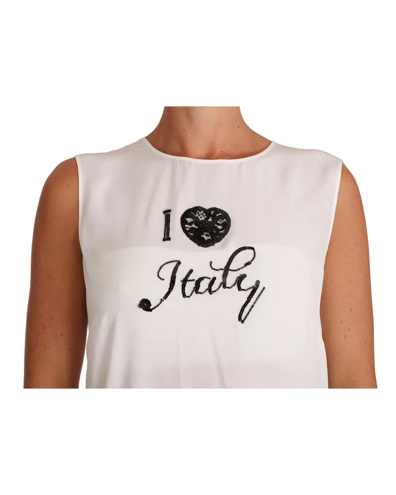 Dolce & Gabbana Women's White Silk I Love Italy Cami T-Shirt White