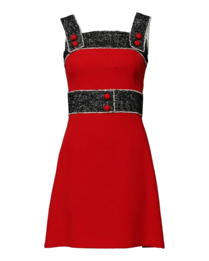 Dolce & Gabbana Women's Red Wool Sleeveless A-Line Flared Mini Dress Red