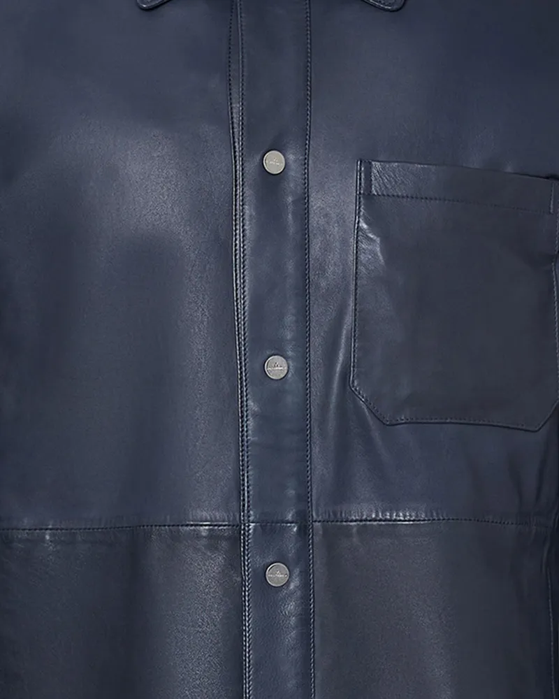 Peuterey Men's Leather Jacket Oriental Blue 