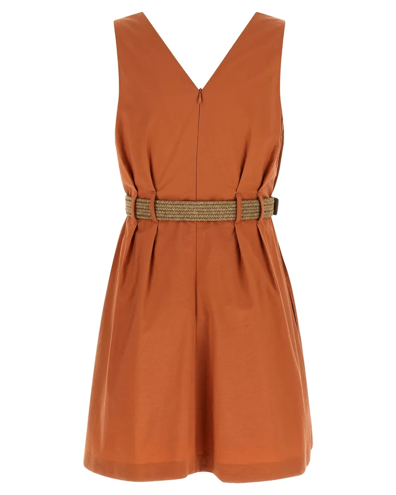 Brunello Cucinelli Women's Orange Cotton Short Dress Orange