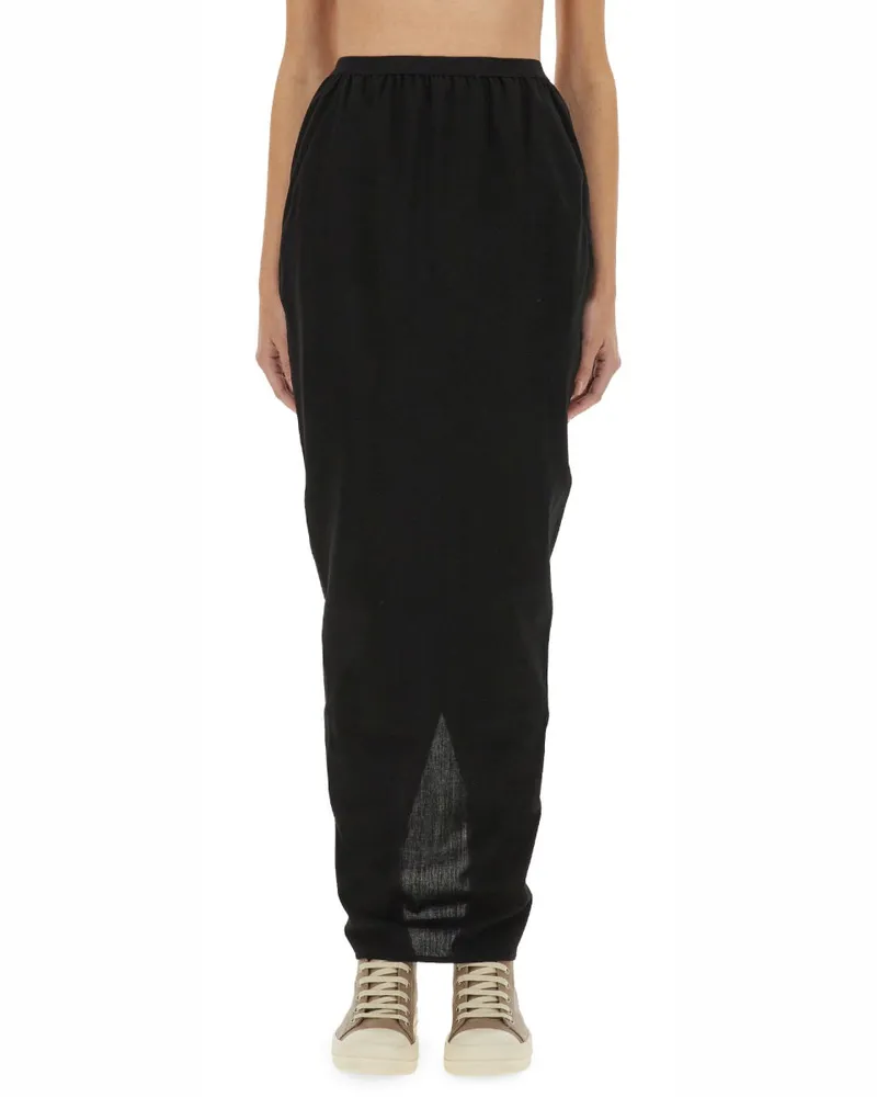Rick Owens Wool Maxi Skirt — Black Black