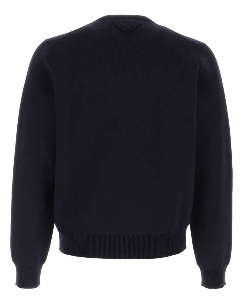 Prada Men's Dark Blue Wool Blend Sweater Bleu Exterior: Virgin Nylon Maglieria Navy