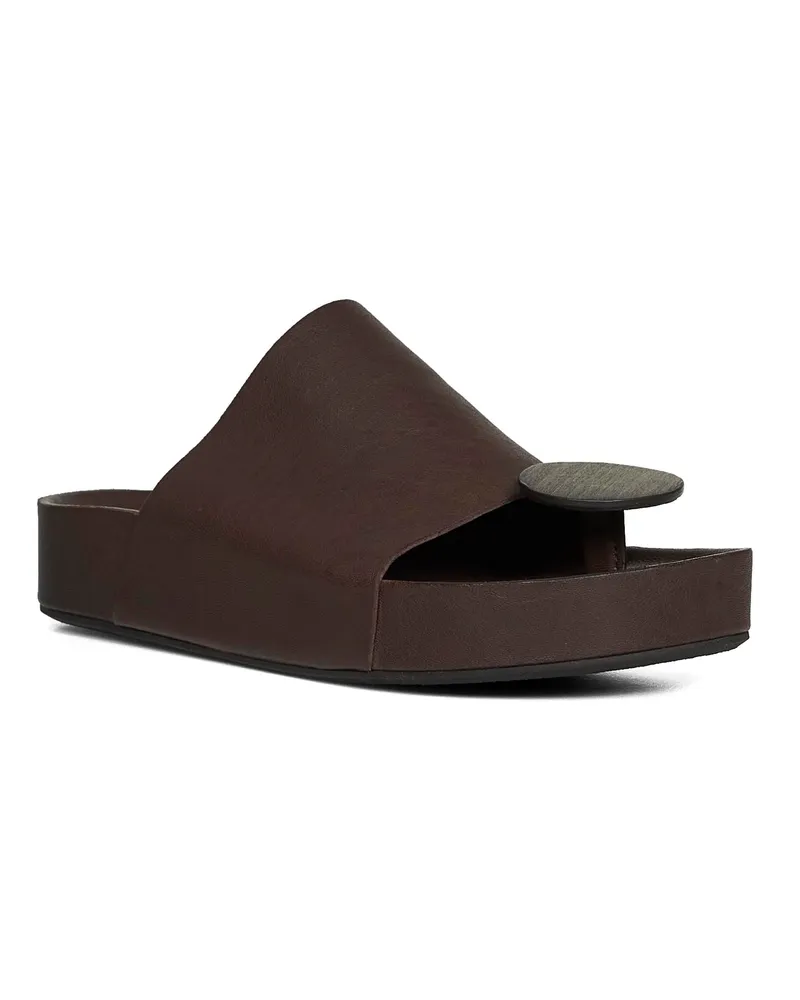 Uma Wang Women's Brown Leather Round Thong Sandals Bovine Brown