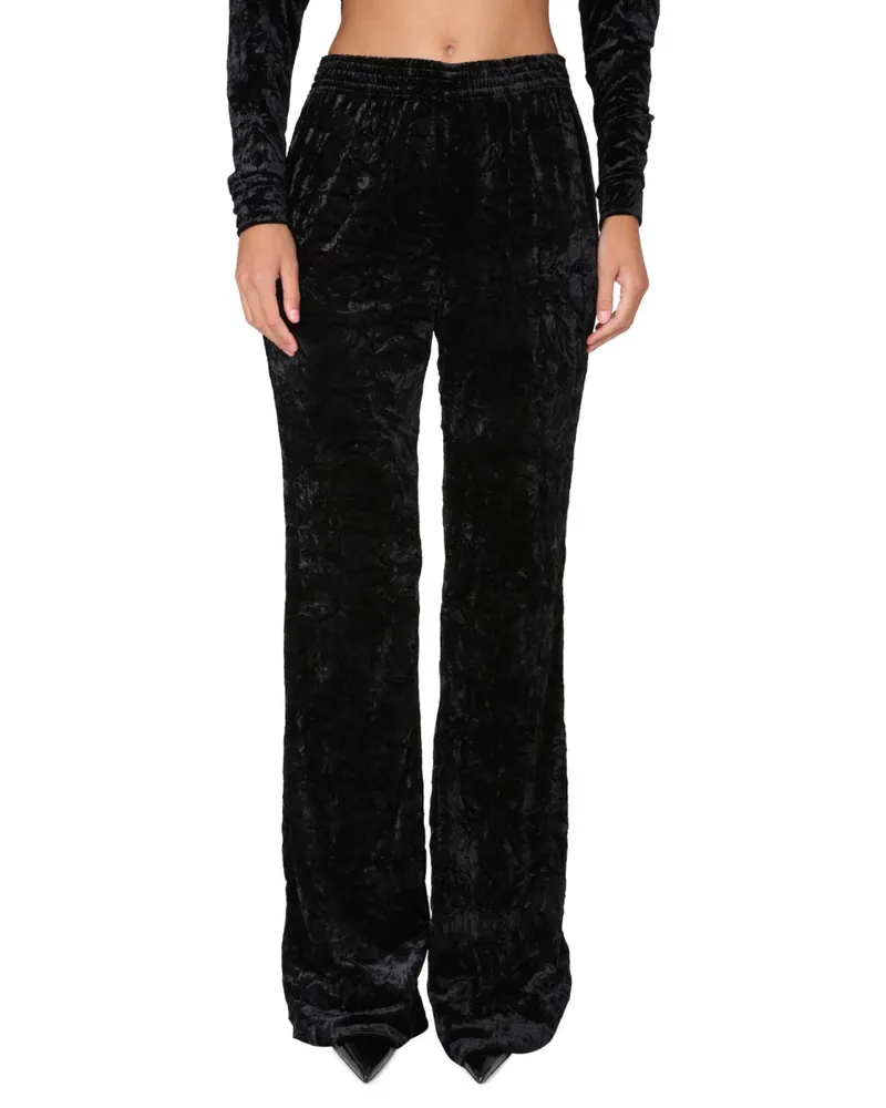Saint Laurent Wide-Leg Polyester Trousers — Black Black