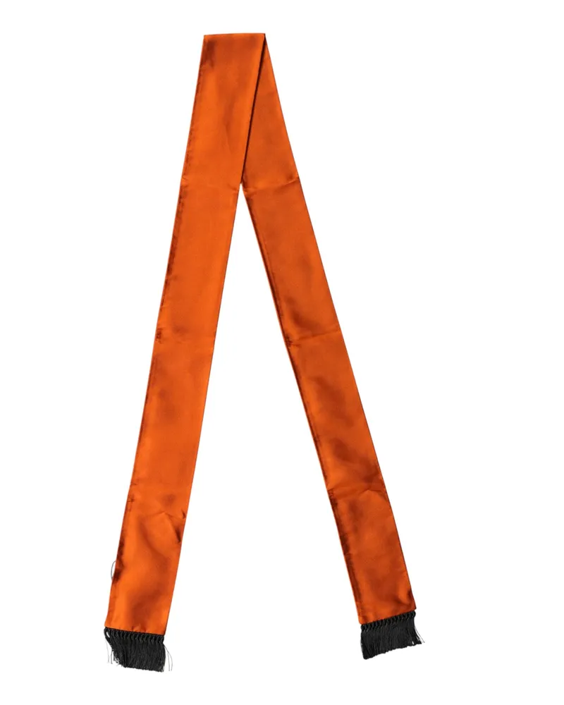 Dolce & Gabbana Men's Orange Silk Fringes Neck Wrap Foulard Scarf Orange