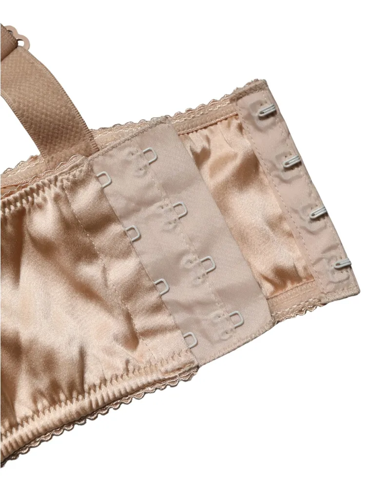 Dolce & Gabbana Women Beige Semi-Pad Underwire Balconette Bra Underwear Elastane Silk Clothing Beige