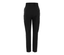 Women's Black Wool Pant Nero Exterior: Virgin Pantaloni Trousers
