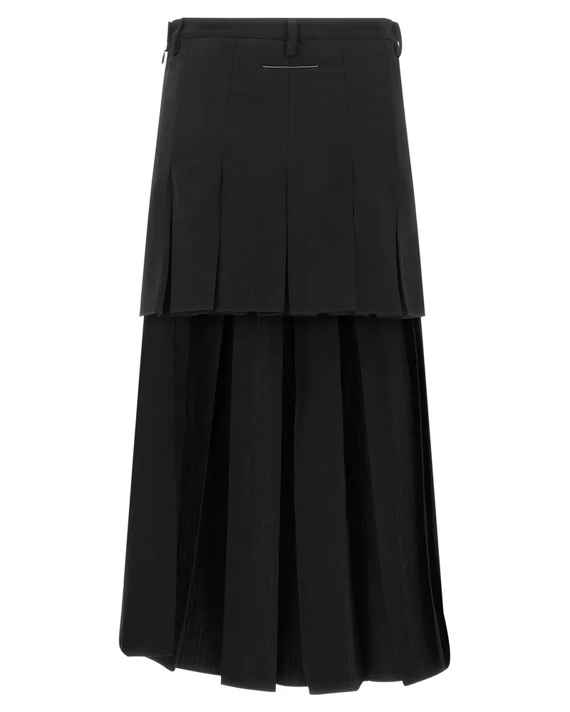 Maison Margiela Overlapping Pleated Skirt — Black Black