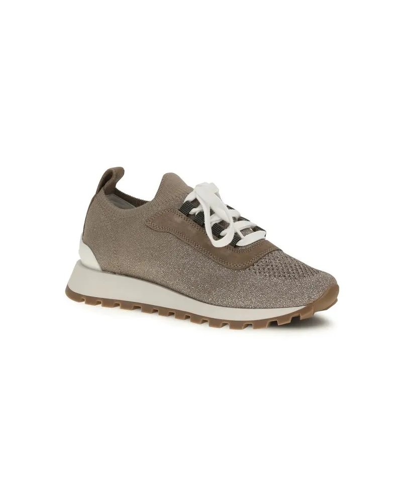 Brunello Cucinelli Women's Beige Cotton Chunky Sneakers Beige