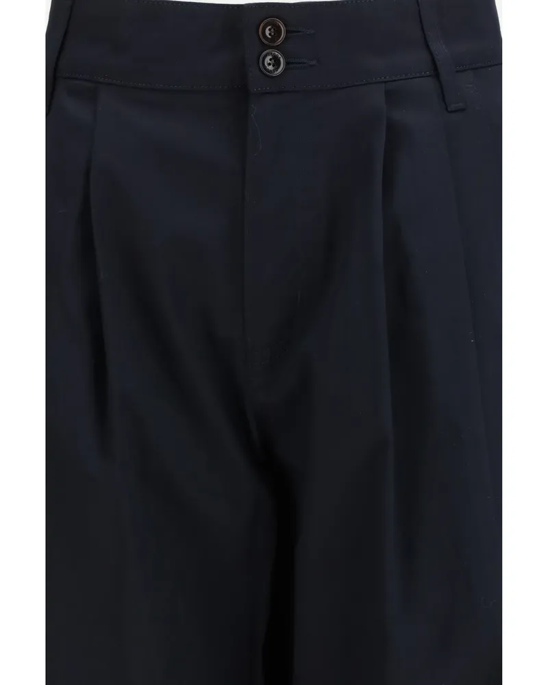 Jacob Cohën Women's Wide Trousers Lindsay Barrel Navy Blue Gabardine Cotton Navy