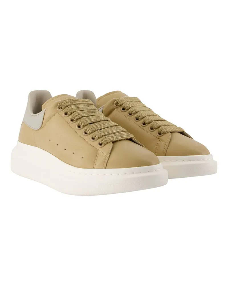 Alexander McQueen Oversized Calfskin Low-Top Sneaker — Beige Beige