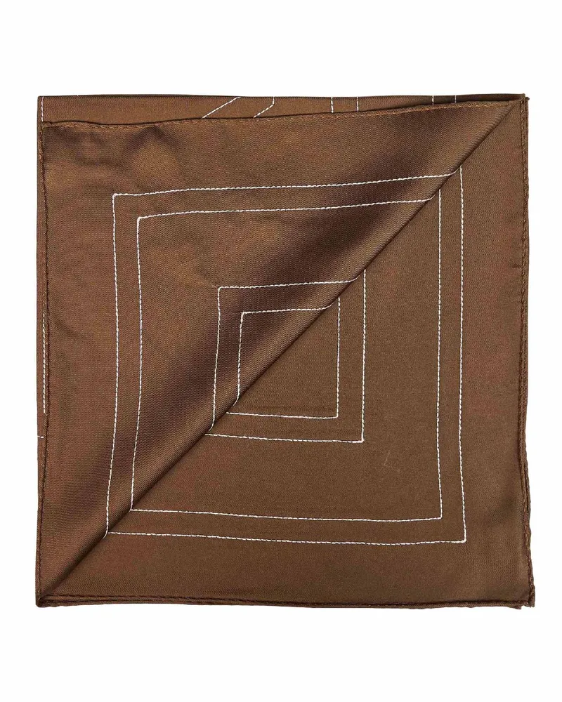 Totême Women's Silk Scarf Mocha Monogram Brown Scarfs Brown