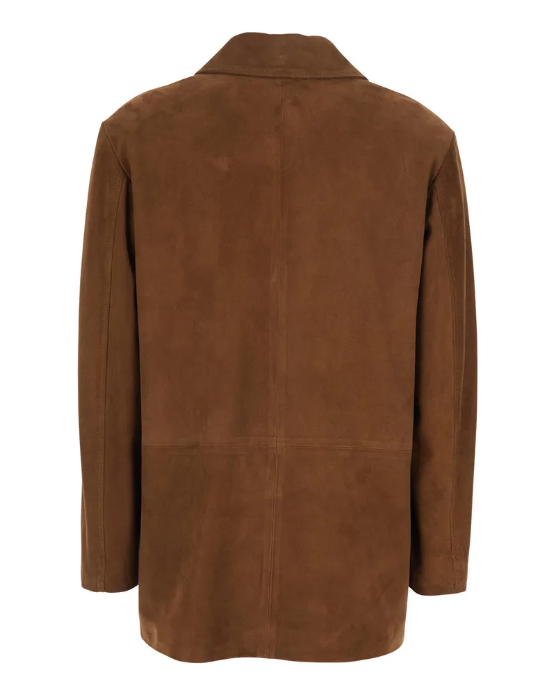 Tagliatore Women's Suede Jacket Flavia Brown Lamb Blazers Brown
