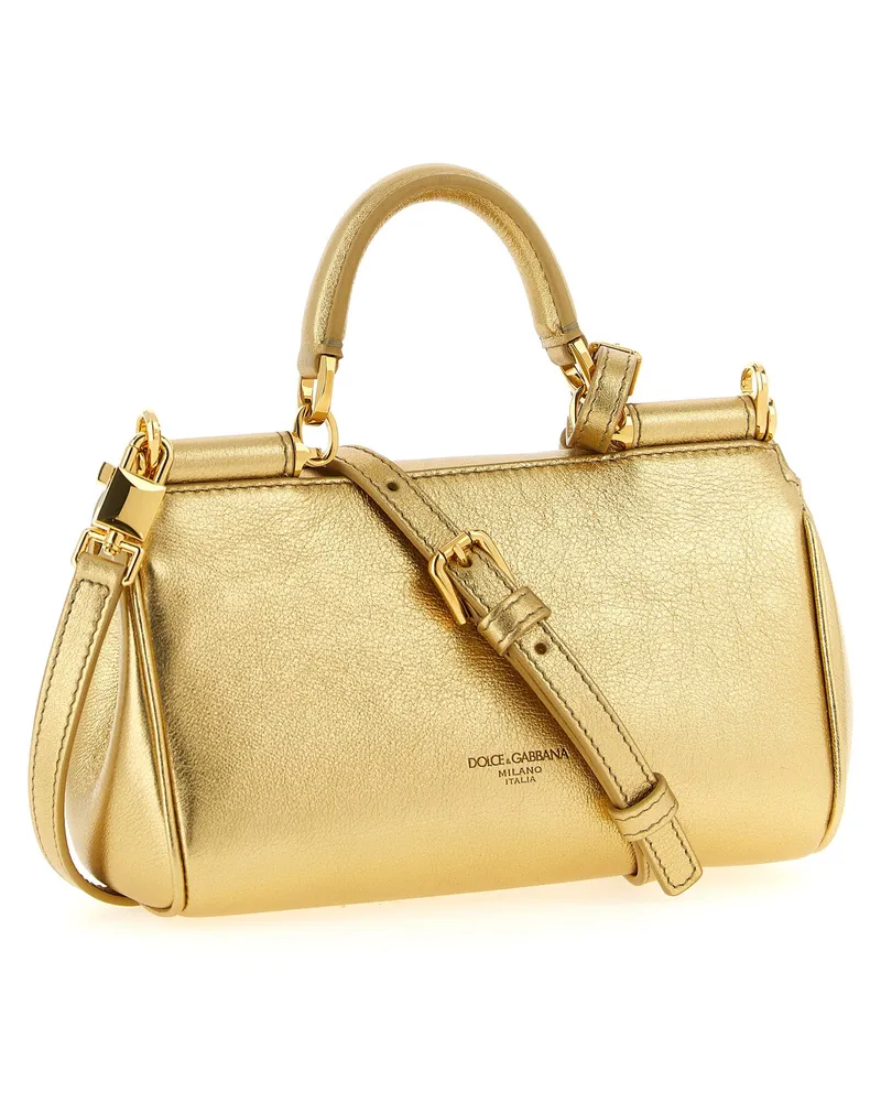 Dolce & Gabbana Women's My Sicily Top Handle Bag Gold Calf Leather Pvc Gold