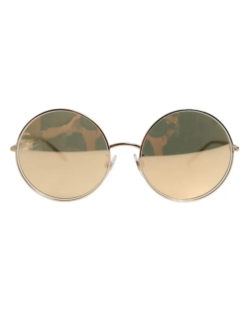 Dolce & Gabbana Women's Gold Metal Round Shades Eyewear Sunglasses Gold