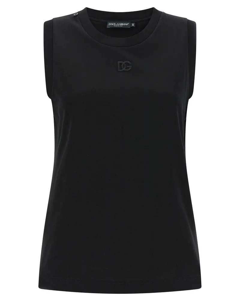 Dolce & Gabbana Women's Black Cotton Sleeveles T-Shirt Black