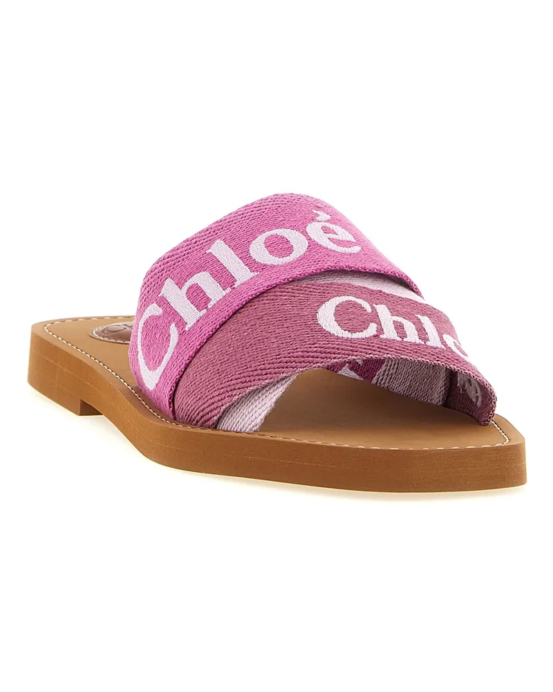 Chloé Women's Multicolor Linen Slides Shoe Pink