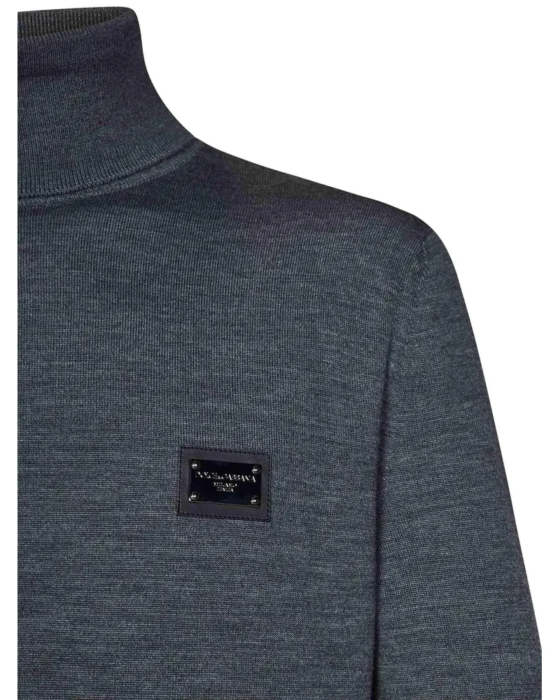 Dolce & Gabbana Men's Ribbed Turtleneck Sweater Grey Gray