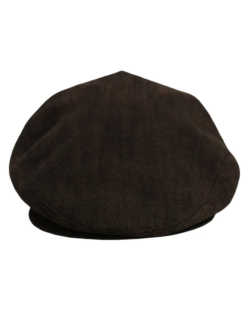 Dolce & Gabbana Men Brown Cotton Flat Cloth Newsboy Cap Hat Wool Nylon Brown