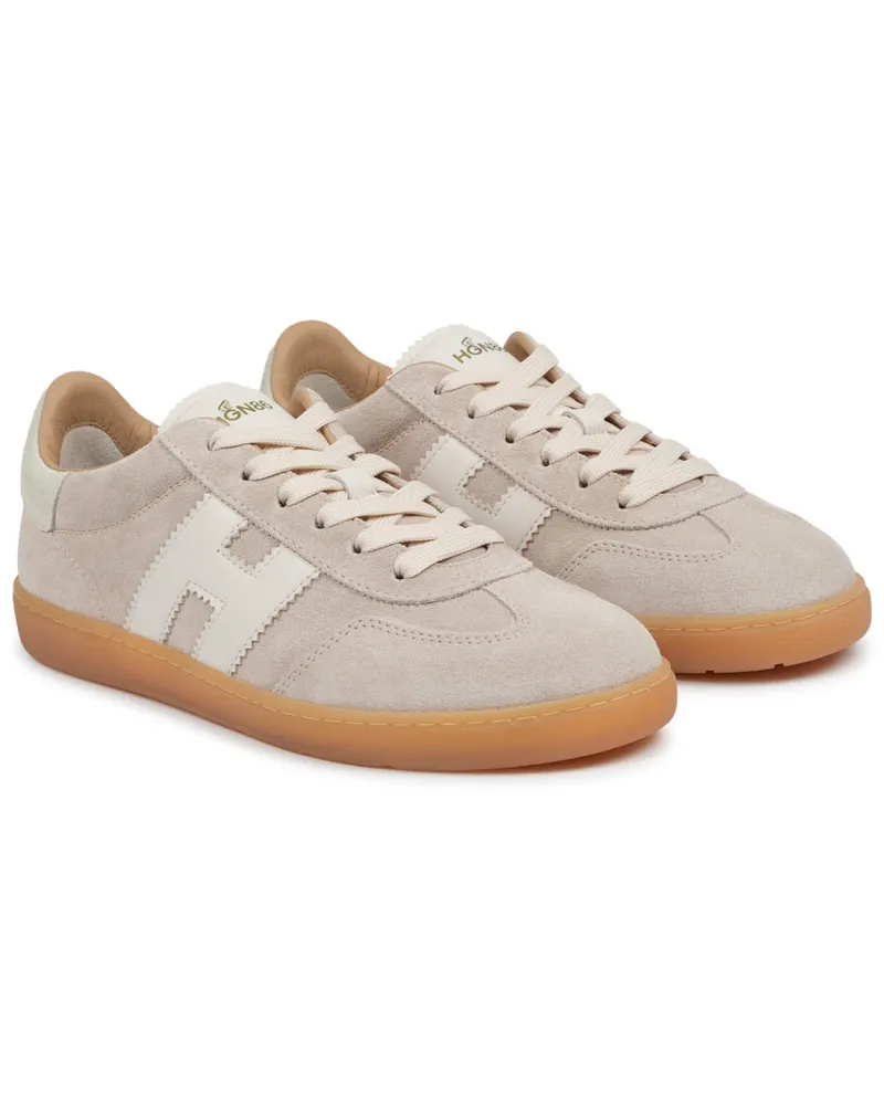 Hogan Calfskin Leather Low-Top Sneaker — Beige Beige