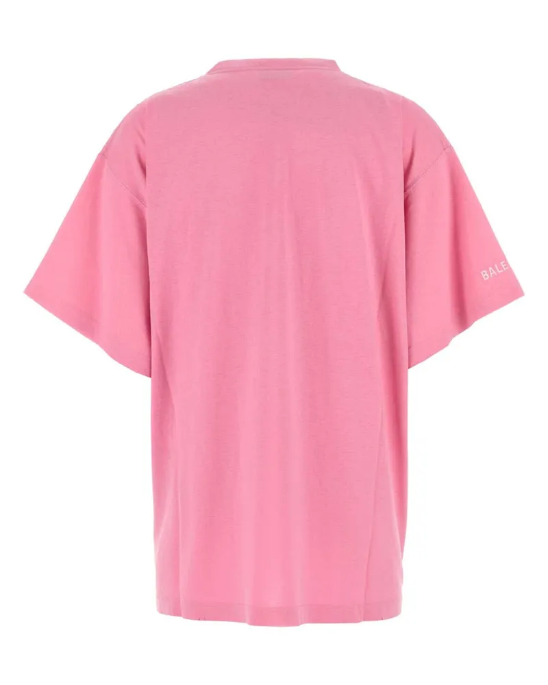 Balenciaga Women's Pink Cotton Oversize T-Shirt Baby Exterior Pink