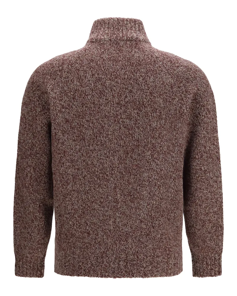 Brunello Cucinelli Virgin Wool Blend Cardigan — Burgundy Burgundy