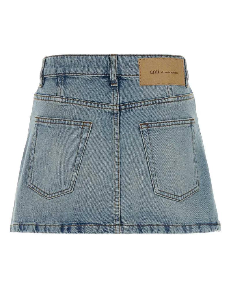 AMI Paris Women's Denim Mini Skirt Bleu Used Exterior: Cotton Gonne Blue