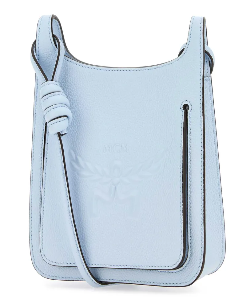 MCM Women's Pastel Light Blue Leather Mini Himmel Hobo Crossbody Bag Ancientblue Borse A Tracolla Blue