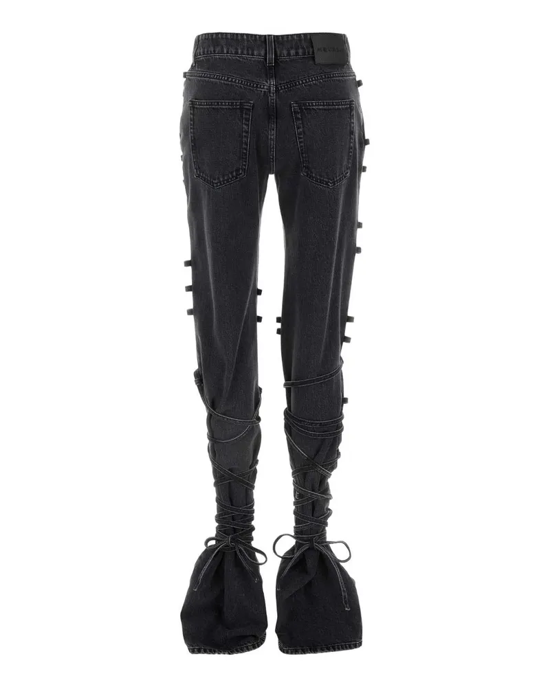 Alexander McQueen Women's Black Denim Jeans Blackstonewashed Exterior: Cotton Black