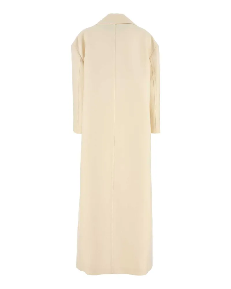 Gucci Women's Ivoryy Wool Blend Coat Softwhite Exterior: Silk Cappotti White