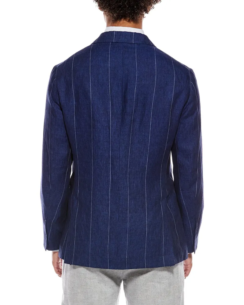 Brunello Cucinelli Linen Striped Blazer — Indigo Indigo