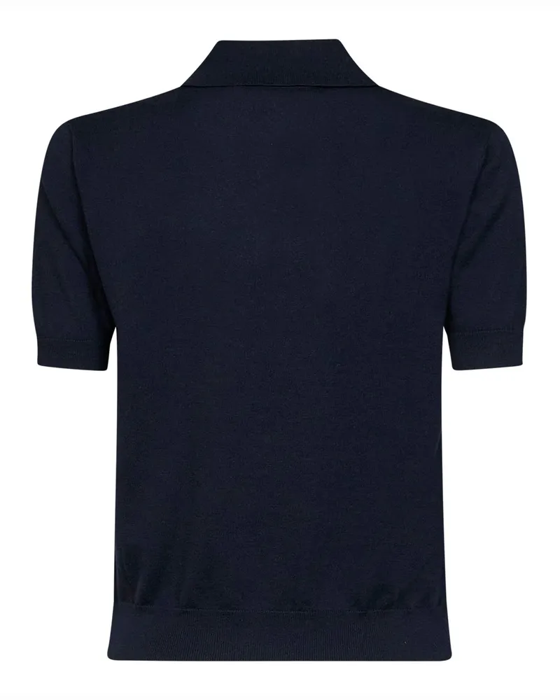 Max Mara Women Polo Shirt Smmpomposa Blue Knit Cotton Tops Navy
