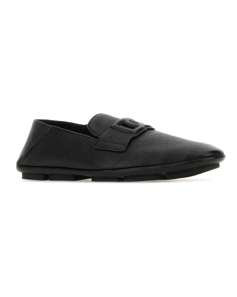 Dolce & Gabbana Men's Black Leather Driver Loafers Nero Mocassini Black