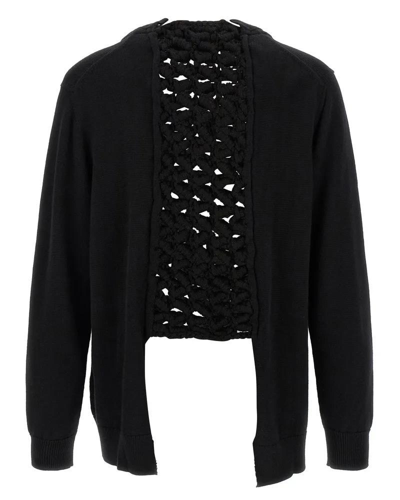 Comme des Garçons Macramé-Textured Wool Cardigan — Black Black