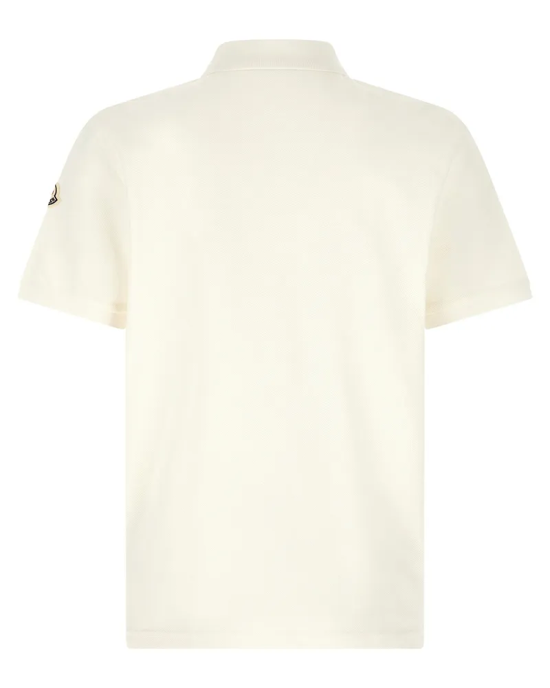 Moncler Logo-Patch Cotton Piqué Polo Shirt — Cream Cream